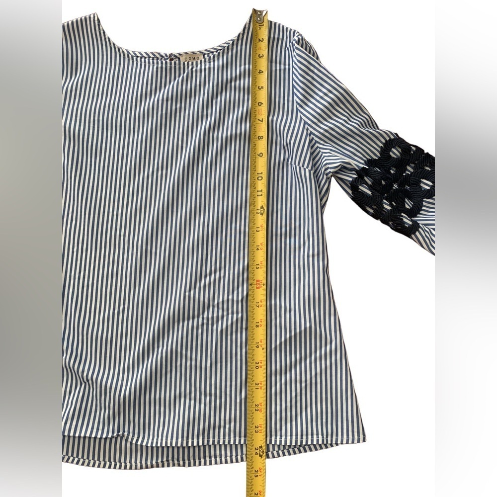 Como Vintage Striped Navy and White Long Sleeve Women's Top - Picture 7 of 7